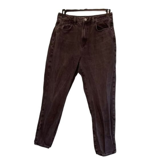 Zara High Rise Boyfriend Jeans Black Wash Denim Straight Leg 5-Pocket 10 - Picture 1 of 5